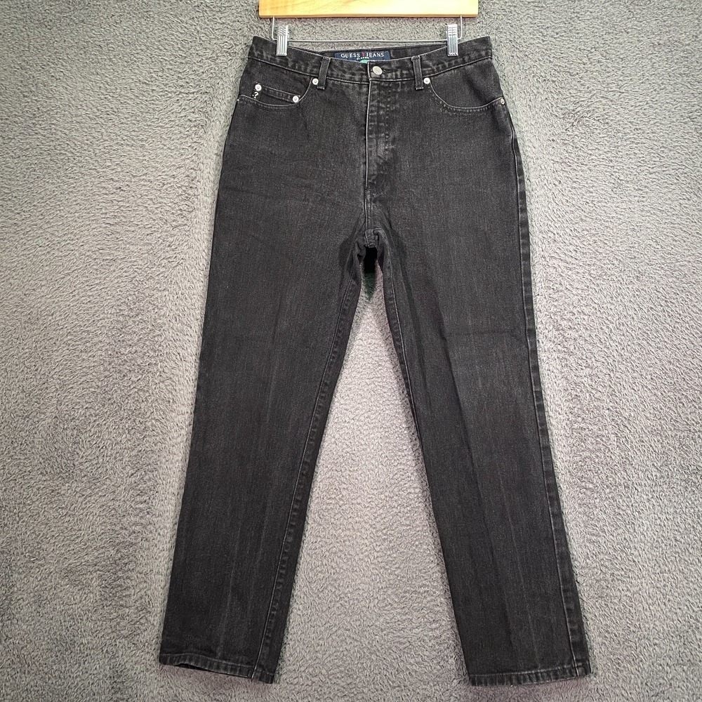 Guess Jeans Mens 32x30 Fits 30x30 Vintage Y2K Straight Leg Washed Black